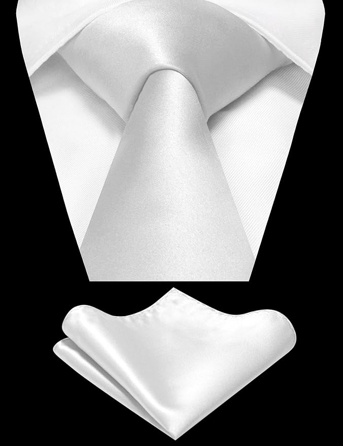 RBOCOTT Solid Color Tie and Pocket Square Hankerchief with Lapel Pin Set for Men