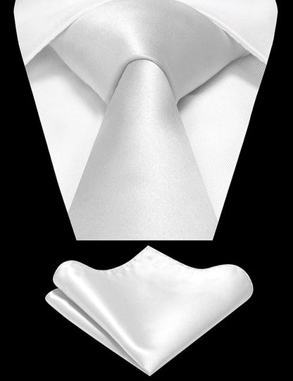 RBOCOTT Solid Color Tie and Pocket Square Hankerchief with Lapel Pin Set for Men