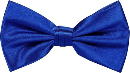 TIE G 5pcs Tie Set in WHITE OR BLACK GIFT BOX: Solid Color Necktie, Satin Bow Tie, Pocket Square, Lapel, Cuff Links