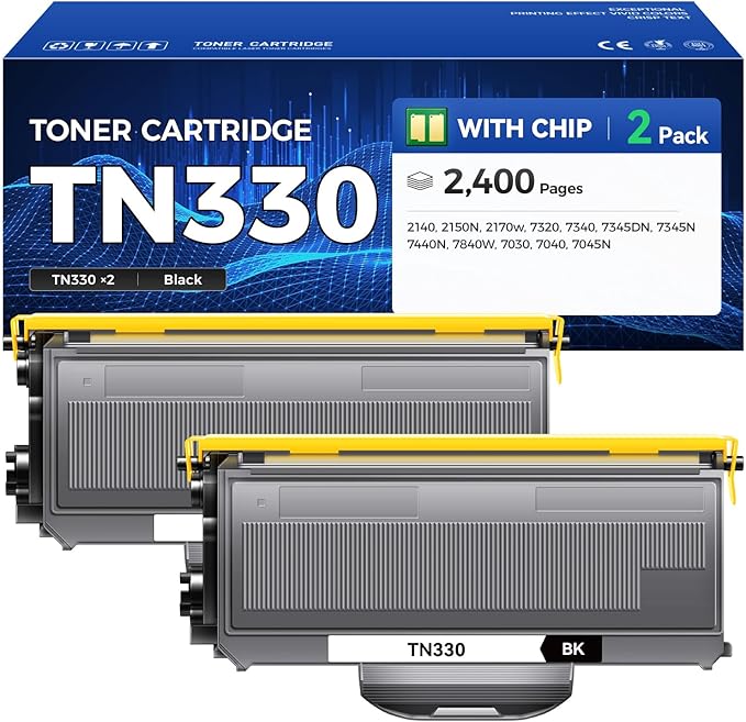 TN330 Toner Cartridge Black 2-Pack Replacement for Brother TN-330 TN360 TN-360 Compatible with Brother DCP-7040 DCP-7030 MFC-7840W HL-2140 MFC-7340 MFC-7440N HL-2170W HL-2150N 7045N Laser Printer Ink