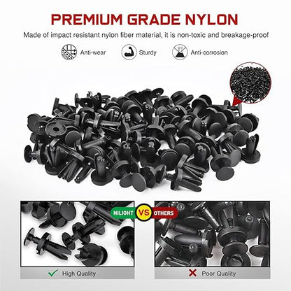 Nilight 100Pcs Push-Type Fender Liner Retainer Clips Replacement for Chrysler 6504521, 04575412AF Jeep Liberty Grand Caravan Dodge Charger Grand Caravan, 2 Years Warranty