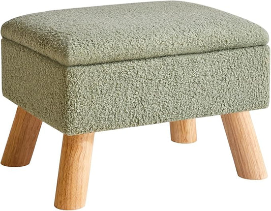 YMYNY Storage Ottoman, Footstool, Small Foot Stool with Sturdy Wood Legs Stool, Foot Rest with Padded Seat, for Living Room Bedroom Couch Enterway 15.75''D×11.81" W×11.02" H Green UHBD042GR