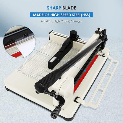 FAHKNS 12" Heavy Duty Guillotine Trimmer Paper Cutter,Cortadora de Papel 400 Sheets Paper Trimmer with Double Safety Protection Durable HSS Blade for Cutting Paper