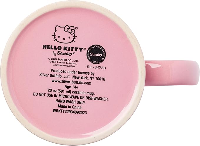 Silver Buffalo Sanrio Hello Kitty Whimsical Pastel Mug with Stars, Rainbows, and Bows, 20 Ounces