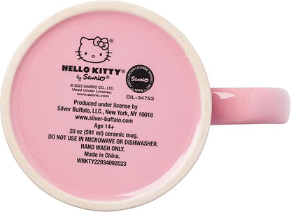 Silver Buffalo Sanrio Hello Kitty Whimsical Pastel Mug with Stars, Rainbows, and Bows, 20 Ounces
