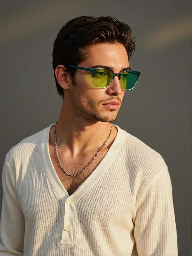 Sleep Glasses for 99.9% Blue Light Glasses Dual AR Coatings Green Lens for Computer Gaming Reduce Eyestrain