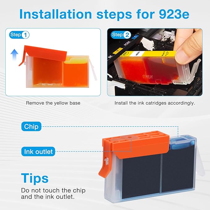 923XL 923e Ink Cartridges for HP OfficeJet Pro 8135 8130 8139 8138 8122 8120 8124 8125 8130 8132 8134 Printers (4 Pack with Chip)