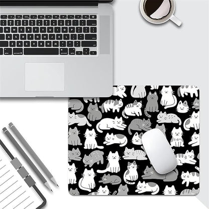 Square Mouse Pad Cute Kitty, Personalized Premium-Textured Custom Mouse Mat Design, Washable Mousepad Cloth, Non-Slip Rubber Base Computer Mouse Pads for Wireless Mouse