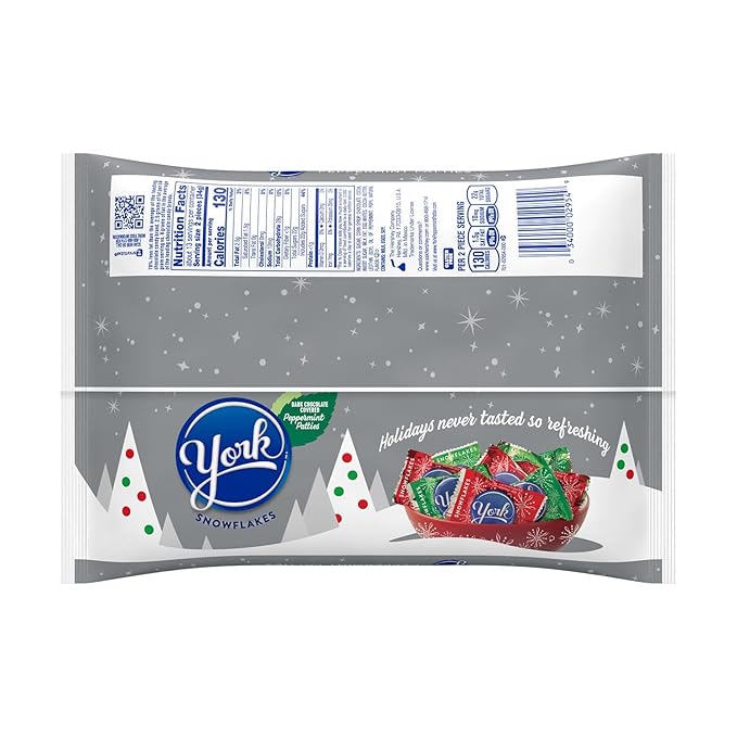YORK Dark Chocolate Peppermint Patties Snowflakes, Christmas Candy Bag, 16 oz (Pack of 2)