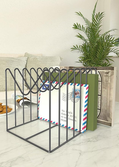 2 Sets Wire File Organizer for Desk,File Folder Holder/Rack/Stand,File Sorter Organizer,Desktop Record/Clipboard Holder,8 Sections Storage,Anti-Scratch/Rusty,Steel Stable Holder,Black