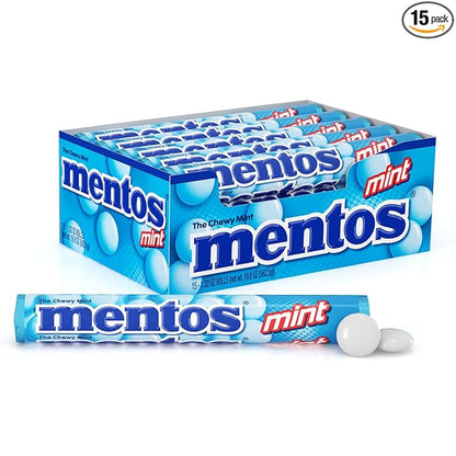 Mentos Chewy Mint Candy Roll, Mint, Non Melting, Party, 14 Count (Pack of 15) - Packaging May Vary
