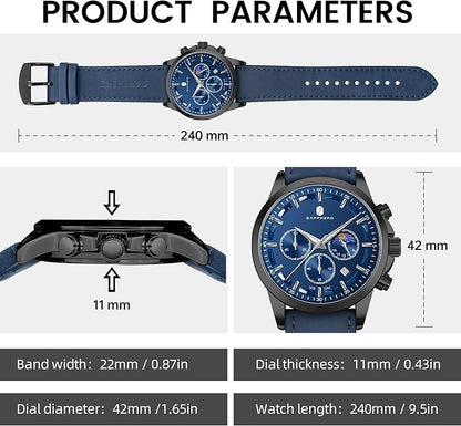 BY BENYAR Mens Watches Analog Quartz Chronograph Waterproof Wrist Watches for Men Fashion Business Work Casual Sport Designer Dress Watch with Calendar Elegant Gifts for Men