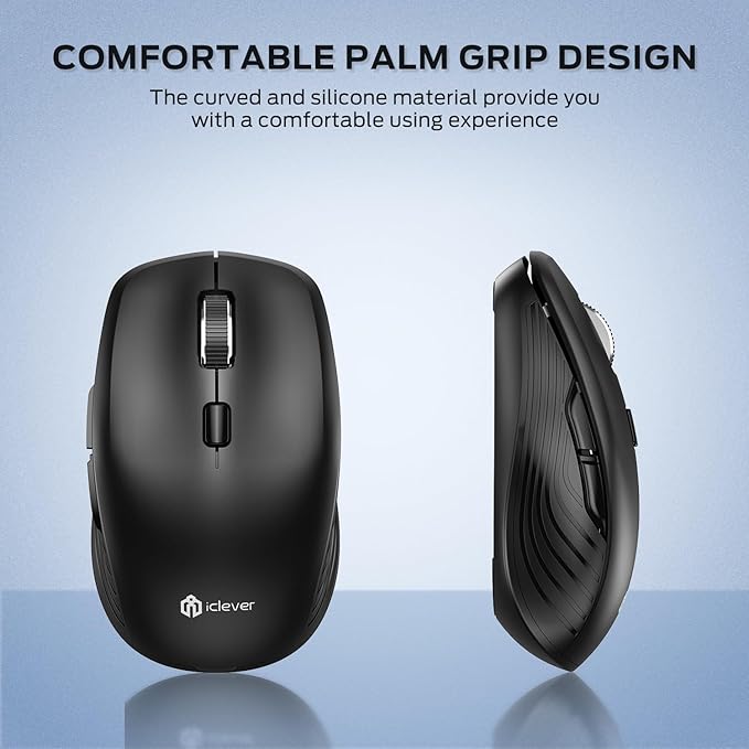 iClever Wireless Bluetooth Mouse, Dual Mode(Bluetooth+USB), Rechargeable Mouse, Multi-Devices for Small Sized Hands with 4 Adjustable DPI, Silent Clicks for Laptop, iPad, MacBook, Tablet, PC