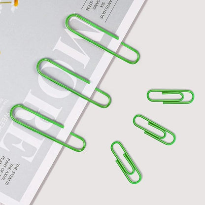 PaperClips Assorted Sizes 400 Pieces, 2"（50mm） Green Large Paper Clips and 1.3" （33mm） Paper Clips Medium Size, Sturdy Coated PaperClips Smooth for Office School and Personal Use