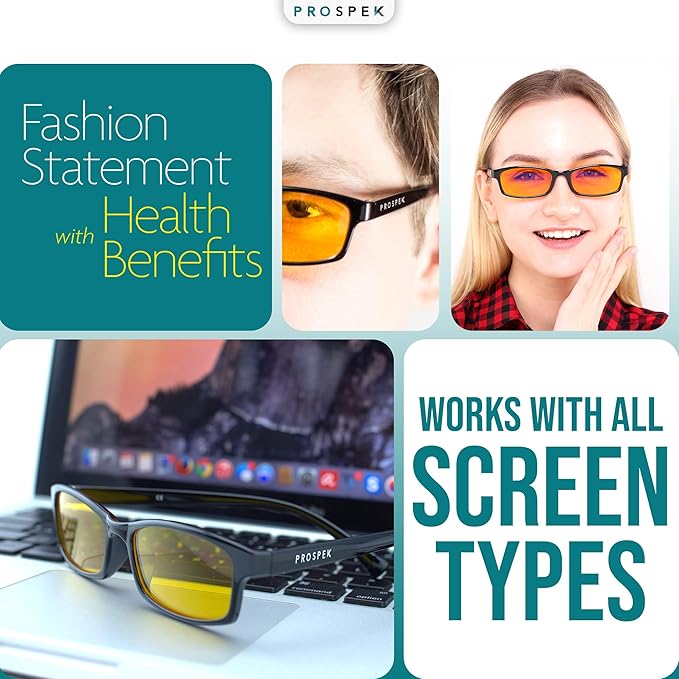 Prospek Blue Light Reading Computer Glasses, ELITE for Women and Men, +2.0 Diopters, Anti Glare Amber Lens, 99% Blue Light Blockers High Optical Quality Lenses