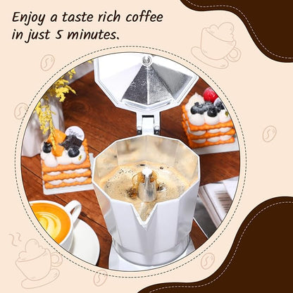 Coffee Pot 6 Cup Electric Espresso Coffee Maker Italian Moka Maker 300ml Portable Aluminum Espresso Machine Cafetera Moka Pot with Detachable Base, Gift for Home Travel(White)