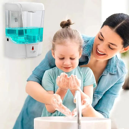 Touchless Automatic Hand Sanitizer Dispenser, Gel Wall Mount Hands Free Soap Dispenser Mounted 700ML for Hotel, Office, School, Kitchen, Church, Shopping Mall, Applicable to Multiple scenarios White