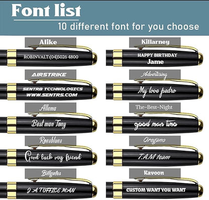 Ancolo Personalized Business Pens - Black Ink with 10 Extras Refills 5 Gift Boxed - Custom with Your Name or Message, Perfect for Students/Teacher/Manager/Lawyer/Professor 5PCS/Pack