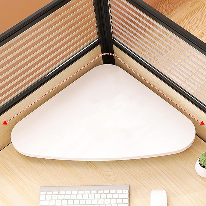 Large White Corner Monitor Riser Stand, Ergonomic Desktop Corner Shelf, Triangle Screen Riser for Monitor, Space Saving Corner Desk Riser