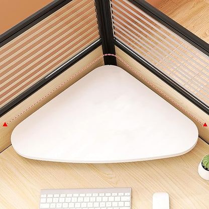 Large White Corner Monitor Riser Stand, Ergonomic Desktop Corner Shelf, Triangle Screen Riser for Monitor, Space Saving Corner Desk Riser