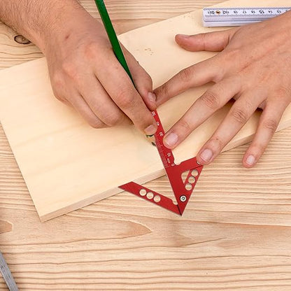 Circle Center Finder Tool Aluminum Alloy Center-Positioning Ruler High-Precision Centering Rulers Multi Angle Ruler 45/90 Degree Center Finder-Ruler Multi-Function Arrow Rulers (Red Metric)