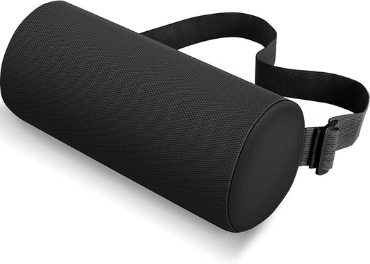 Lumbar Roll Support Pillow for Office Chair, Car, Gaming Chair, Memory Foam Back Cushion with Washable Cover for Relieving Back Pain & Improving Posture,Black
