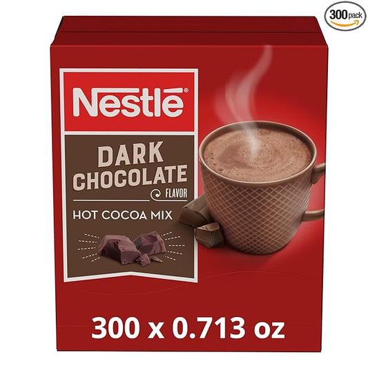 Nestle Hot Chocolate Packets, Dark Chocolate Flavor Hot Cocoa Mix, Made with Real Cocoa, Bulk Pack, 0.71 oz Packet (Pack of 300)