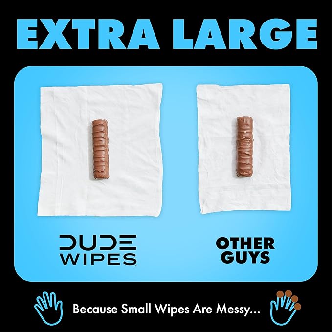 DUDE Wipes - Flushable Wipes Travel Pack - 6 Pack, 108 Count - Extra Large - Unscented - with Vitamin E & Aloe - Septic and Sewer Safe