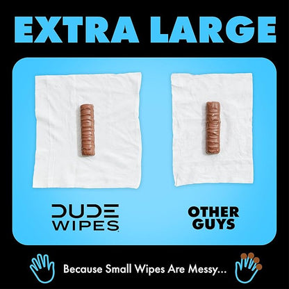 DUDE Wipes - Flushable Wipes Travel Pack - 6 Pack, 108 Count - Extra Large - Unscented - with Vitamin E & Aloe - Septic and Sewer Safe