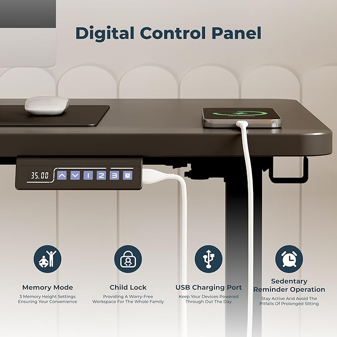 Adjustable Standing Desk, Large 79x31 Inches Standing Desk with Cable Management, Height Adjustable Home Office Computer Desk with Memory Preset&Charging USB Port&Sedentary Reminder