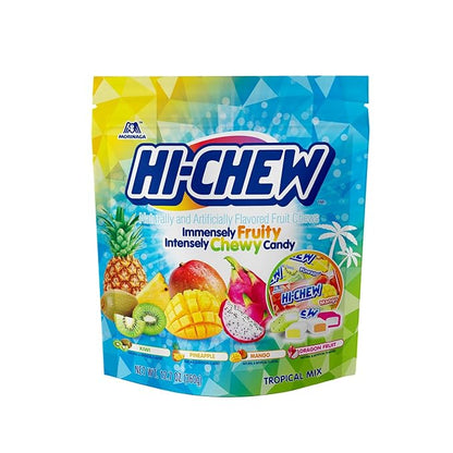 HI-CHEW Tropical Mix, Kiwi Pineapple Mango Dragon Fruit, 4 Stand Up Pouches, 220+ Pieces, 12.7oz each - Fun Soft & Chewy Bulk Candy - Juicy Fruity Flavors - Individually Wrapped for Sharing