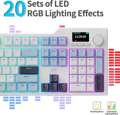 DAIDAI×AJAZZ AK35I V3 Full Size Hot Swap Mechanical Gaming Keyboard with Screen & Knob 2.4G/BT/USB-C Gasket Keyboard FR4 Plate 8000mAh Battery South Facing LED RGB (Avocado Axis)