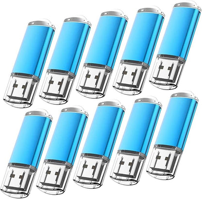 KOOTION Flash Drive 16GB 10 Pack USB 2.0 Thumb Drive Capped Memory Stick Jump Drive, Blue
