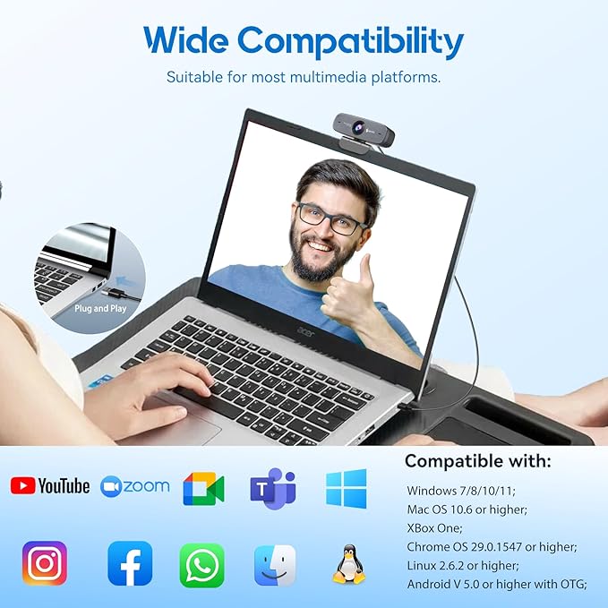 Angetube 1080P Webcam with Microphone, HD Streaming Webcam/USB Auto Focus Web Camera/Cam for PC Computer Desktop Laptop Compatible with/Zoom/Skype/Teams/Windows/Mac,2025 Update