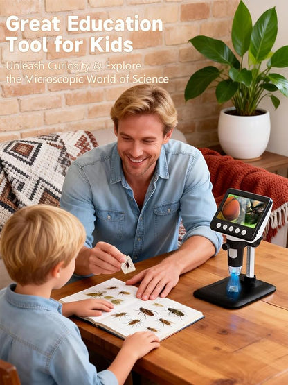 Coin Microscope, 4.3" LCD USB Digital Microscope 1000X Coin Magnifier with 8 Adjustable LED Lights, 1080P PC View Compatible with Windows/MacBook for Adults Kids