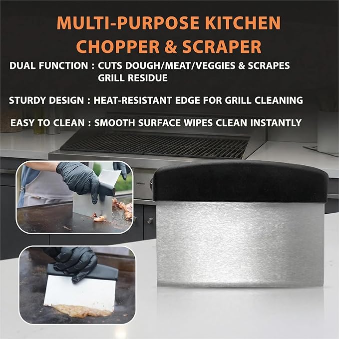 Blackstone-Compatible 5-Piece Griddle Spatula Set - 3mm Heavy-Duty Stainless Steel Tools w/ Scraper & 2 BPA-Free Oil Bottles - Fits Blackstone/Camp Chef - Ideal for Hibachi, Camping BBQ & Grill Gift