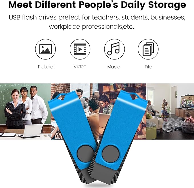AGECASH 1GB USB Flash Drive 50 Pack USB 2.0 Thumb Pen Swivel Memory Stick Jump Drive Multipack with Lanyard Flash Drives Bulk for Data Stroage and Backup (50 Pack 1GB Blue)