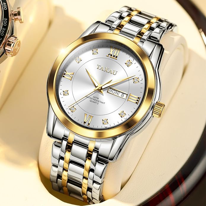 Watch Men Stainless Steel Luxury Diamond Chronograph with Date Business reloj de Hombre