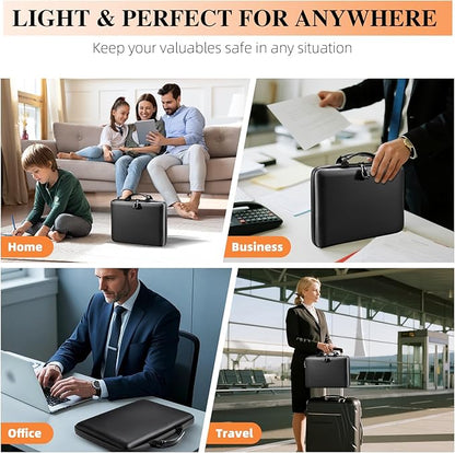 Fireproof Document Box File Organizer: Hard-Shell Case Fireproof Waterproof Box with Lock & 13 Pocket Accordion File Folder - Portable Home Office Travel Safe Storage for Important Documents and Files