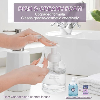 Foaming Hand Soap Refills, Foaming Soap Refill 12 Pcs(Make 12x8 fl oz Bottles), Plant-Based Foam Cleaner, Skin-Friendly Hand Wash Tablets, Vegan, Cleansing & Moisturizing, Lavender Scent