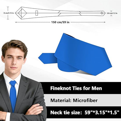 Fineknot Black Ties for Men, Formal Neckties for Men, Solid Color Mens Ties for Business, Wedding, Party, Mens Neck Tie