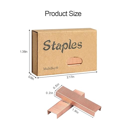 MultiBey Rose Gold Staples Stapler Refill Standard Size #12, 4 Boxes per Pack (Rose Gold)