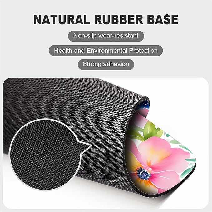 Square Mouse Pad Watercolor Flowers Plants, Personalized Premium-Textured Custom Mouse Mat Design, Washable Mousepad Cloth, Non-Slip Rubber Base Computer Mouse Pads for Wireless Mouse