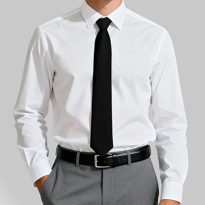 Fineknot Black Ties for Men, Formal Neckties for Men, Solid Color Mens Ties for Business, Wedding, Party, Mens Neck Tie