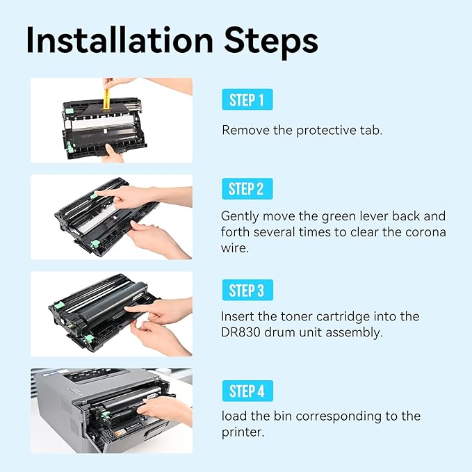 DR830 Drum Unit Compatible Replacement for Brother DR830 DR 830 DR-830 Drum to use with HL-L2460DW DCP-L2640DW HL-L2405W MFC-L2820DW HL-L2400D HL-L2480DW MFC-L2820DW Printer 2 Pack (Drum only)