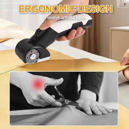 AYP Cordless Electric Scissors,4.2V Cardboard Cutter Machine with Utility Knife & Storage Box, Rotary Cutter Used for Fabric, Leather, Plastic, Carpet Cutting