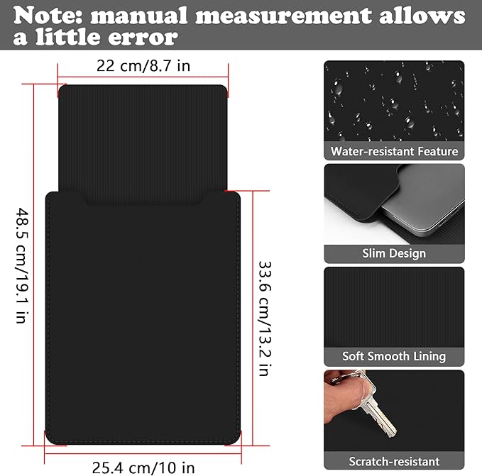 BVYA 12-13.3" Laptop Sleeve, PU Leather Laptop Case Compatible with MacBook Air 13 2018-2022 (M2 A2681 M1 A2337), Compatible with MacBook Pro 13 2016-2022 (M2 A2686 M1 A2338 A2251 A2289 A2159)
