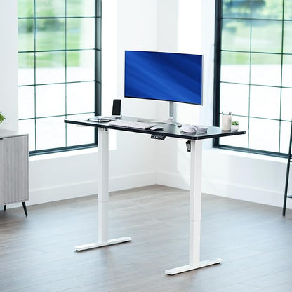 VIVO Electric 60 x 24 in Standing Desk, Memory Height Adjustment, 1B Series, One-Piece Black Top, White Frame, DESK-KIT-1W6B