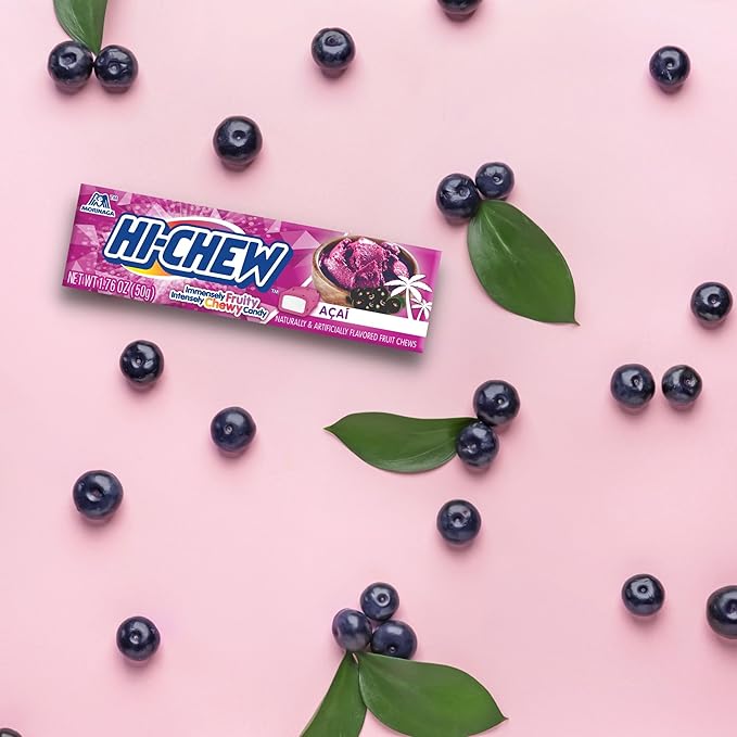 HI-CHEW Acai Sticks, 15-Pack, Soft & Chewy Candy, 1.76oz Each, Bulk Candy Individually Wrapped - Made with Immensely Juicy Fruity Flavors