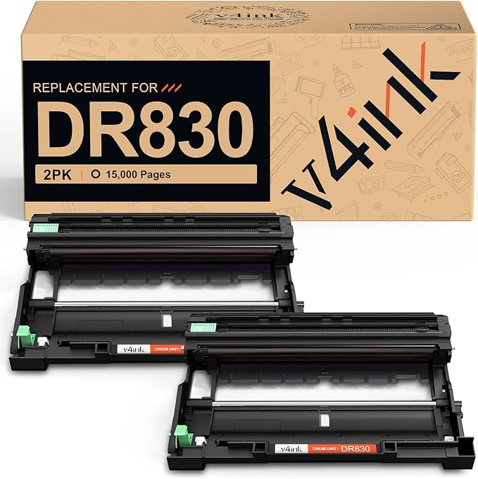 v4ink Compatible DR830 Drum(Not Toner) Replacement for Brother DR830 DR-830 Drum Unit for Brother DCP-L2640DW HL-L2400D HL-L2405W HL-L2460DW HL-L2480DW MFC-L2820DW XL MFC-L2900DW Printer - (2 Black)